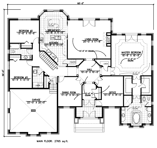 One-Story Traditional Level One of Plan 48120