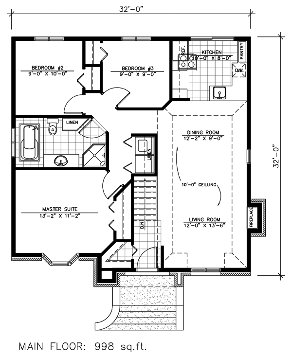 European Narrow Lot One-Story Level One of Plan 48123