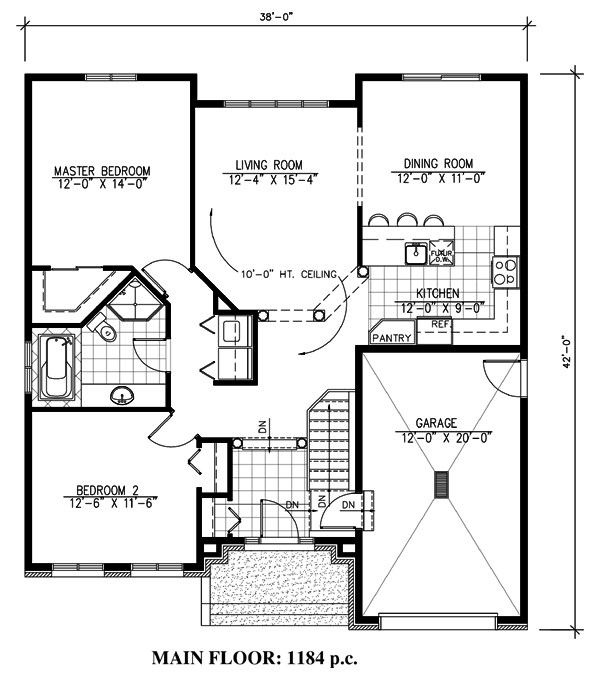 European Narrow Lot One-Story Level One of Plan 48132
