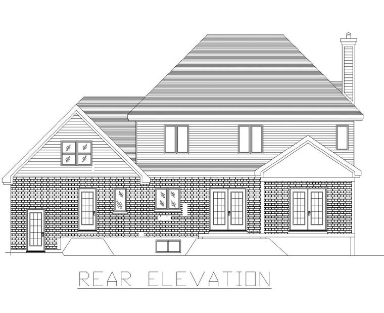 Traditional Rear Elevation of Plan 48134