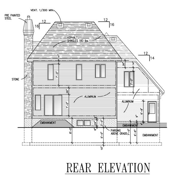 Victorian Rear Elevation of Plan 48135