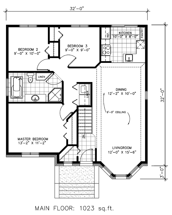 Narrow Lot One-Story Victorian Level One of Plan 48139