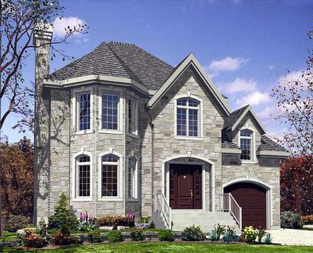 Narrow Lot Victorian Elevation of Plan 48148