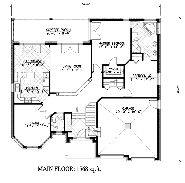 One-Story Traditional Level One of Plan 48152