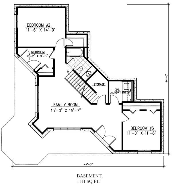 Contemporary Lower Level of Plan 48153