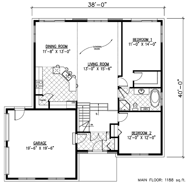 Contemporary One-Story Level One of Plan 48156