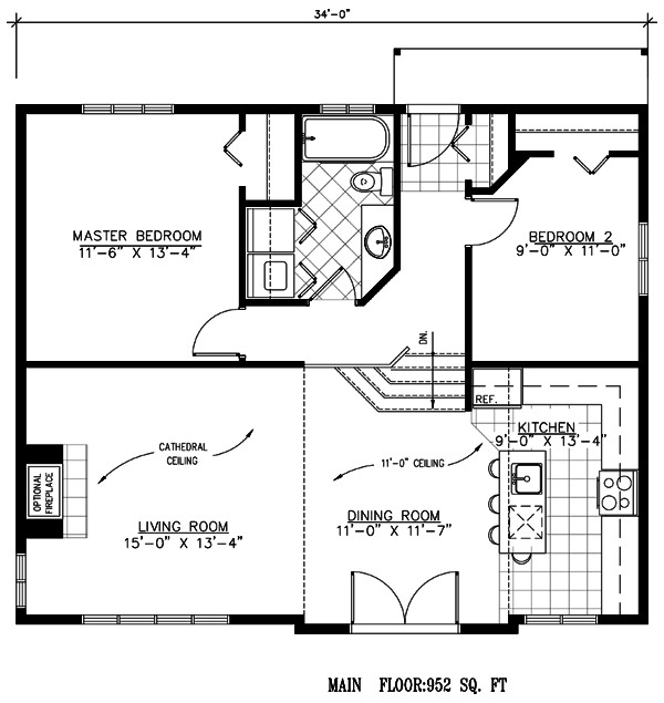 Narrow Lot One-Story Traditional Level One of Plan 48157