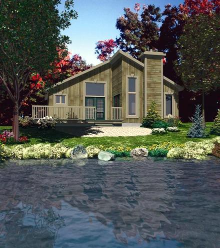 Contemporary Narrow Lot One-Story Elevation of Plan 48159