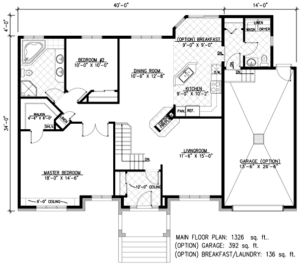 European One-Story Level One of Plan 48164