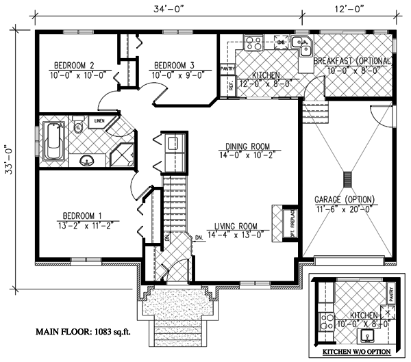Narrow Lot One-Story Traditional Level One of Plan 48166