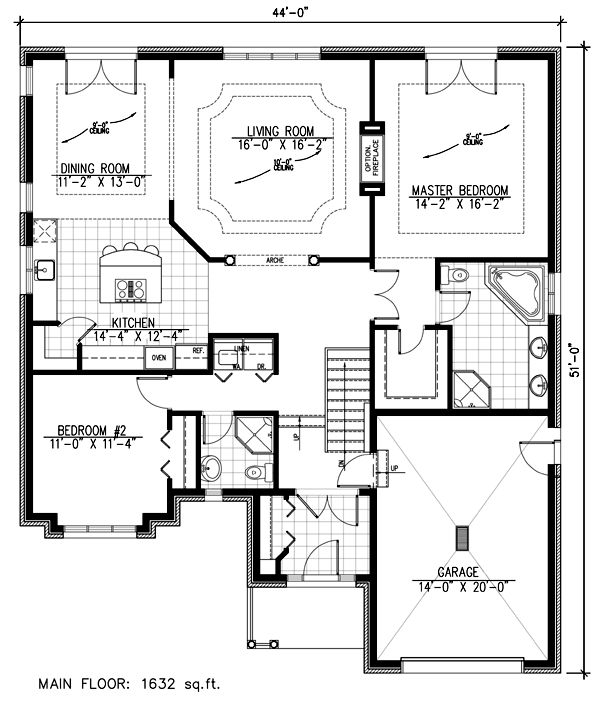 European One-Story Level One of Plan 48167