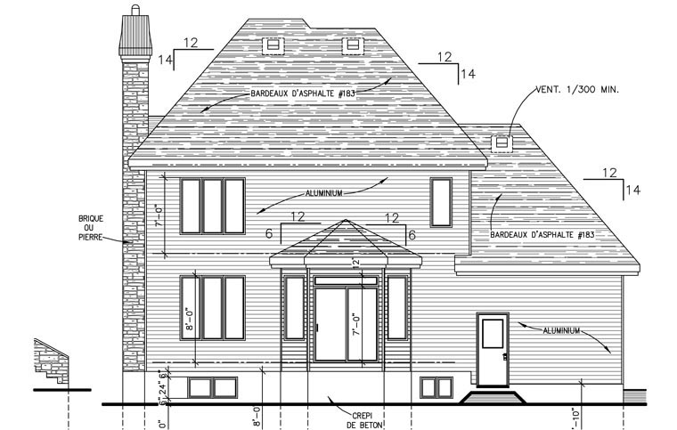 European Rear Elevation of Plan 48168