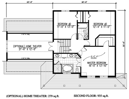 House Plan 48173 Second Level Plan