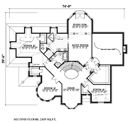 House Plan 48195 Second Level Plan