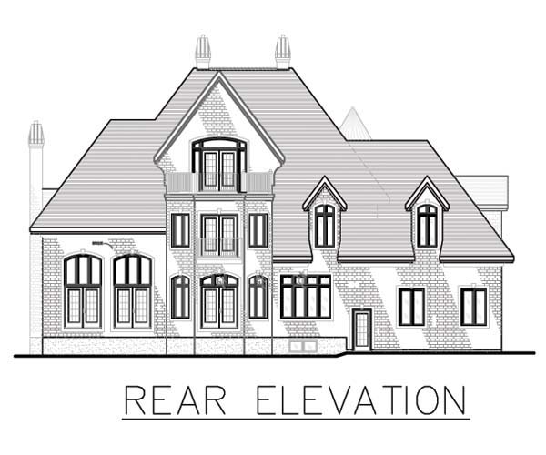 European Rear Elevation of Plan 48195