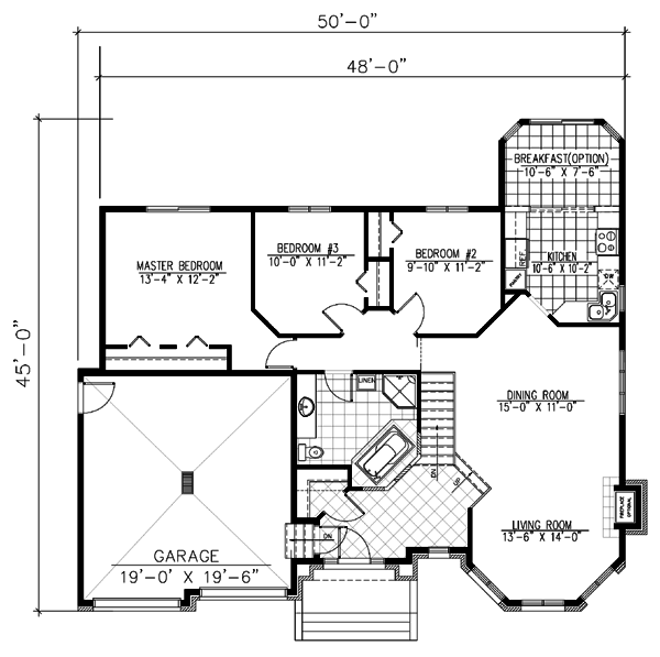 One-Story Victorian Level One of Plan 48206