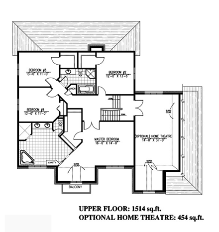 House Plan 48223 Second Level Plan