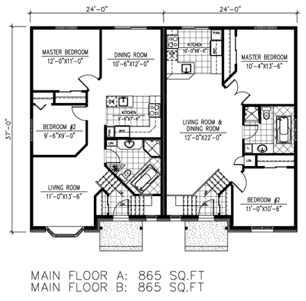 Multi-Family Plan 48250 First Level Plan