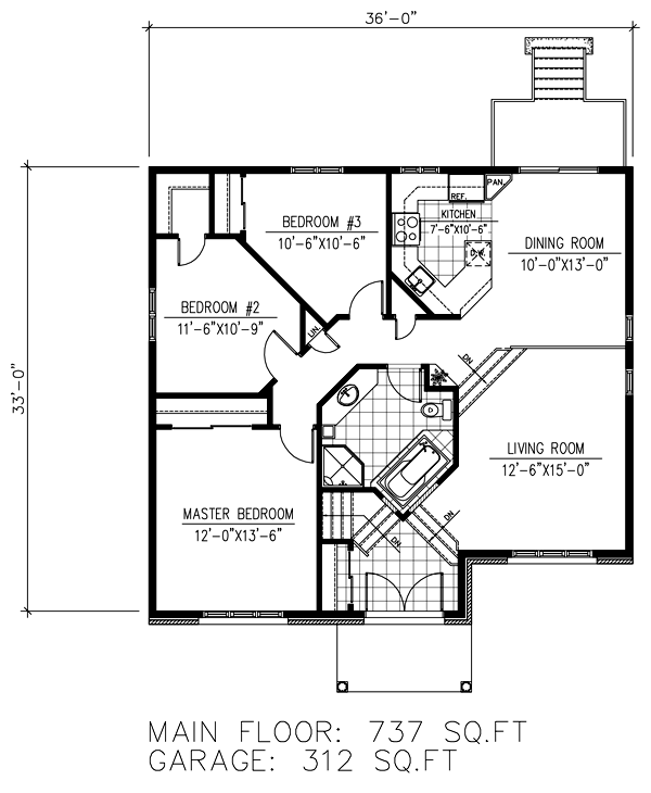 Bungalow Level One of Plan 48255