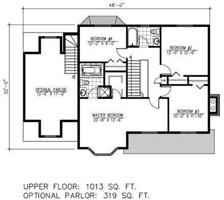 House Plan 48261 Second Level Plan