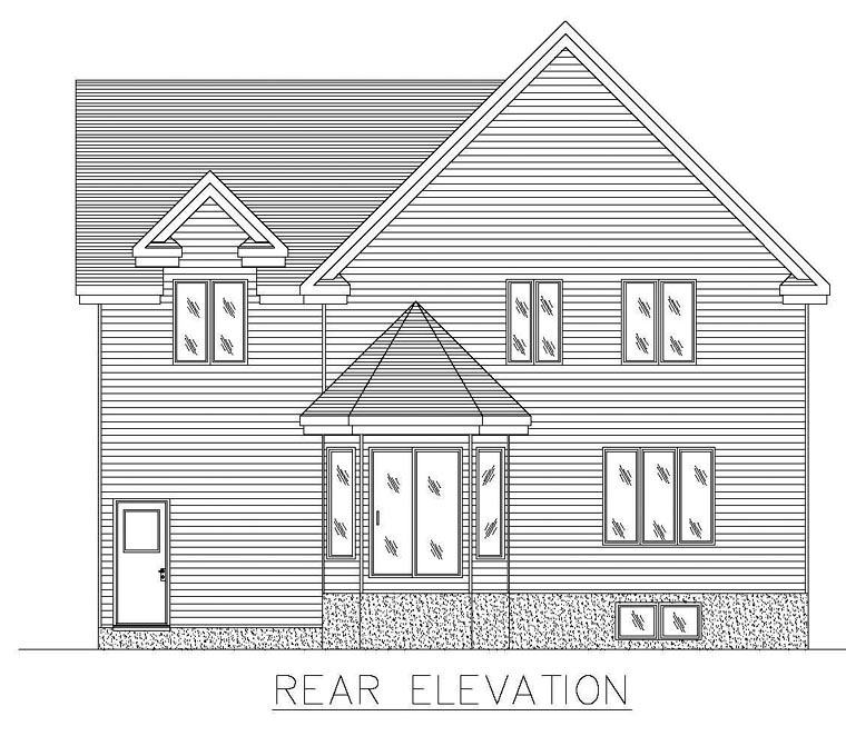 Colonial Rear Elevation of Plan 48266