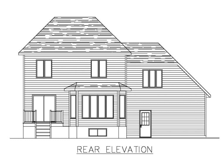 European Rear Elevation of Plan 48293