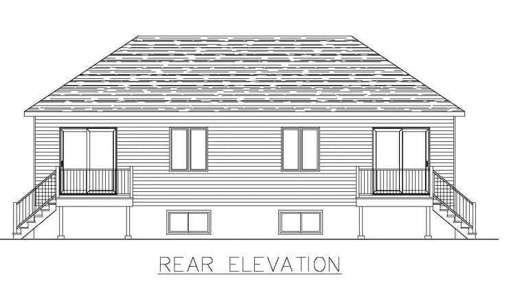  Rear Elevation of Plan 48296