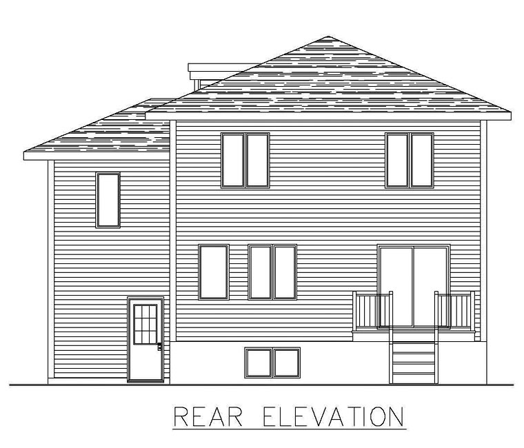 Contemporary Rear Elevation of Plan 48299