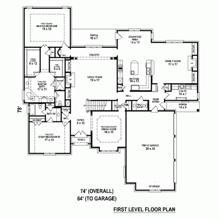 House Plan 48336 First Level Plan