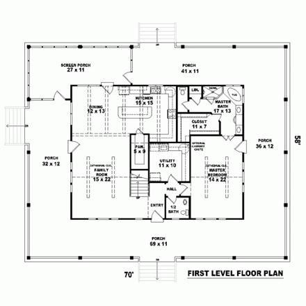 House Plan 48372 First Level Plan