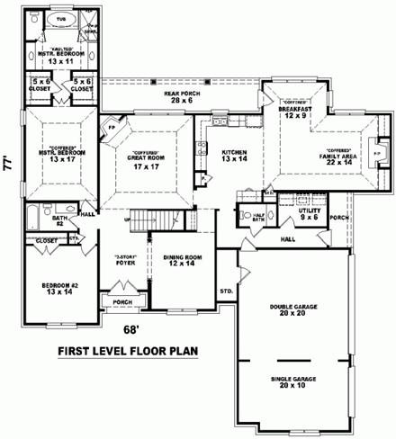 House Plan 48515 First Level Plan