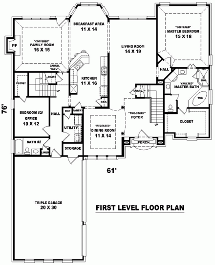 House Plan 48524 First Level Plan