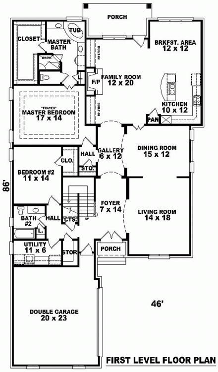 House Plan 48543 First Level Plan