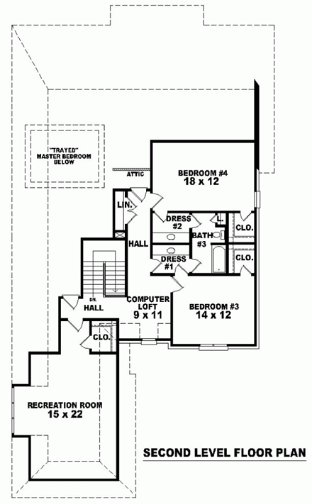 House Plan 48543 Second Level Plan