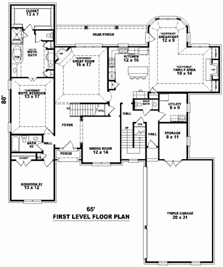 House Plan 48555 First Level Plan