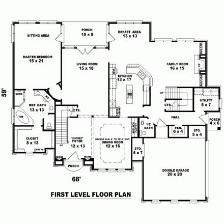 House Plan 48563 First Level Plan