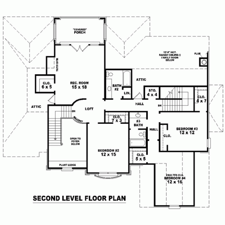House Plan 48563 Second Level Plan