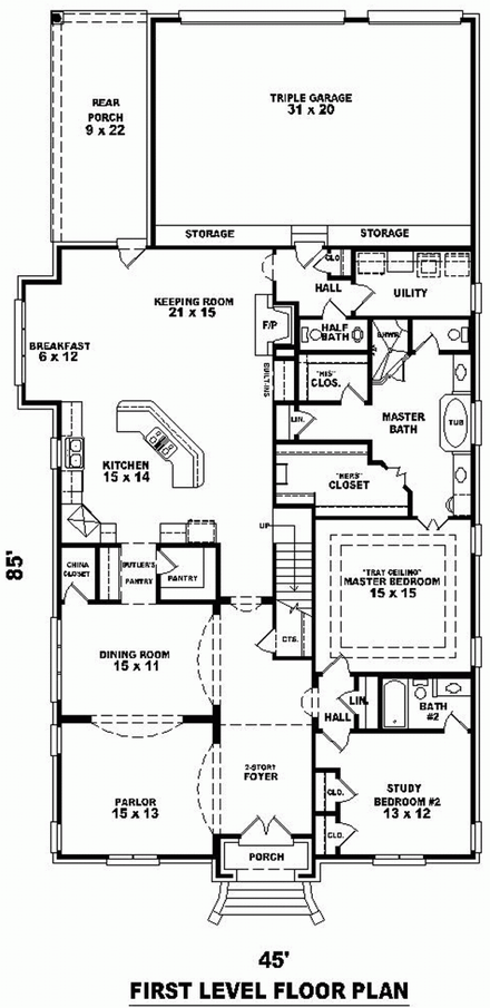 House Plan 48574 First Level Plan