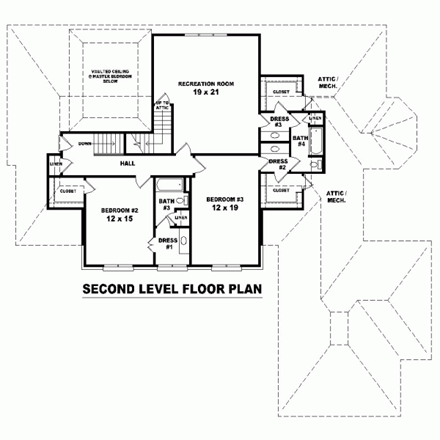 House Plan 48577 Second Level Plan