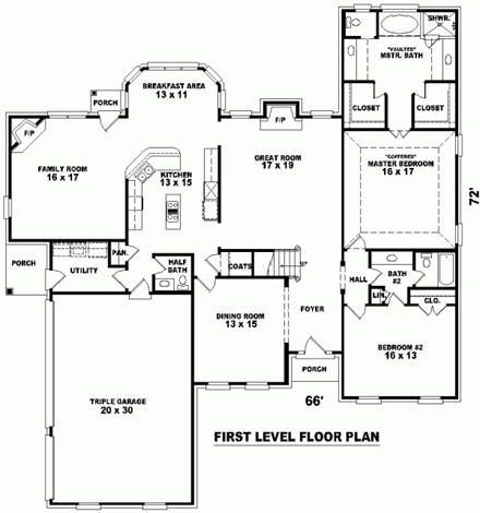 House Plan 48583 First Level Plan