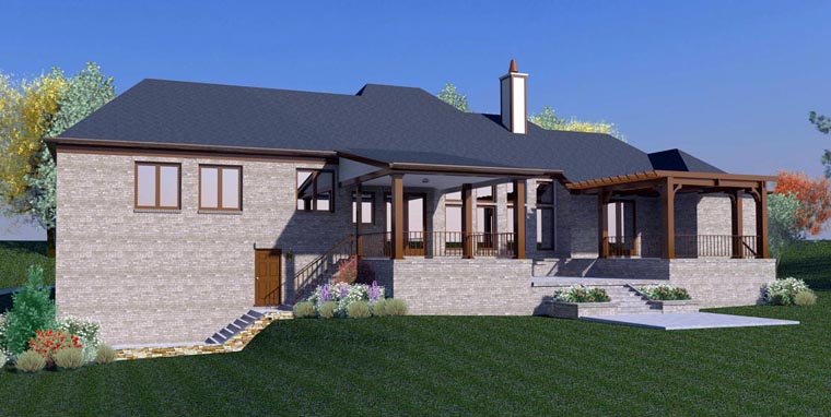 French Country Rear Elevation of Plan 48590