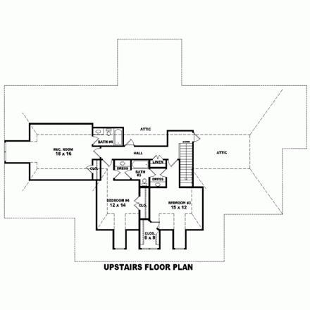 House Plan 48597 Second Level Plan