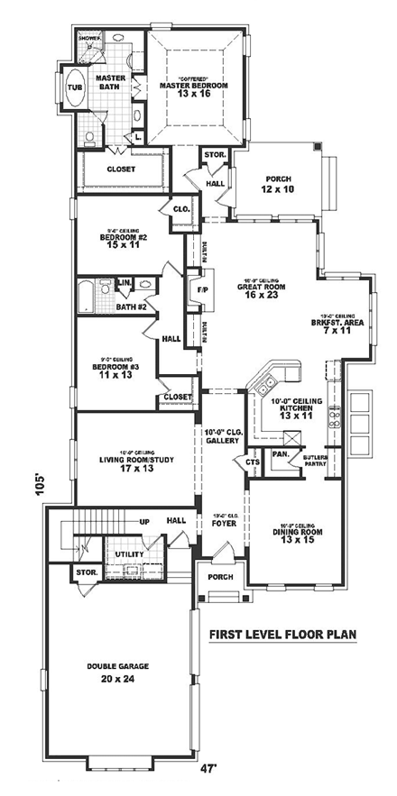 House Plan 48607 First Level Plan