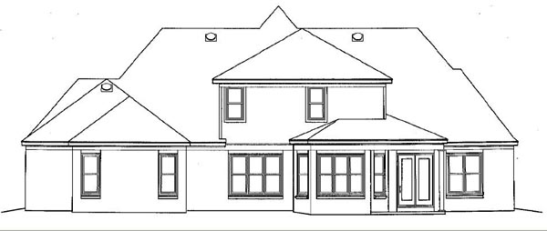 European Traditional Rear Elevation of Plan 48624