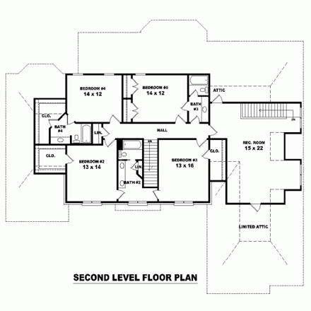 House Plan 48628 Second Level Plan