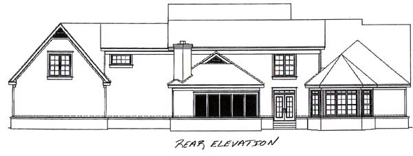 Traditional Rear Elevation of Plan 48642