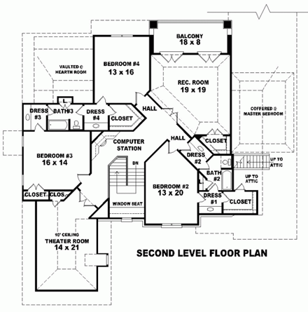 House Plan 48663 Second Level Plan