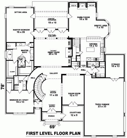 House Plan 48669 First Level Plan