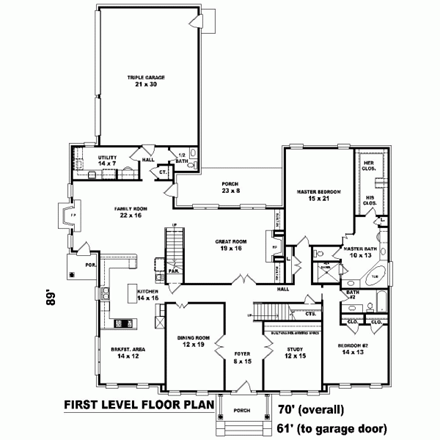 House Plan 48696 First Level Plan
