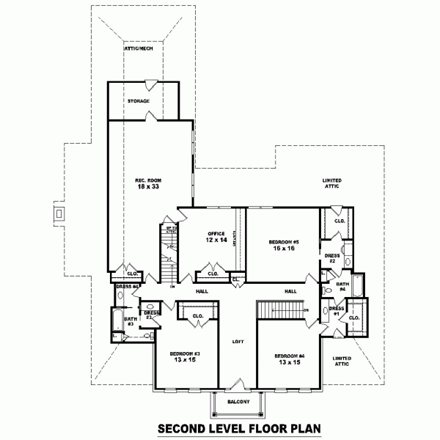 House Plan 48696 Second Level Plan